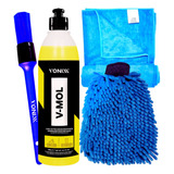 Shampoo V-mol Toalha Secagem Luva Microfibra Pincel Vonixx