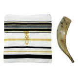 Shofar De Carneiro + Talit Messiânico Azul - De Israel #