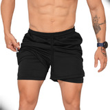 Short 2 Em 1 Academia Bermuda Fitness Masculino Kit Suplex