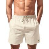 Short Bermuda Praia Linho Mauricinho Masculino Verão Voker