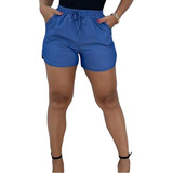 Short Feminino Jeans Cintura Elástico Com