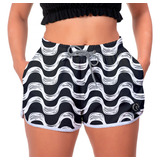 Short Feminino Linhas Petros Moda Praia Surf Academia Estilo