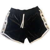 Short Feminino Love Veludo Confortável Shortinho Casual
