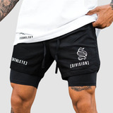 Short Fitness Masculino 2 Em 1 Corrida Academia Treinos