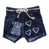 Short Jeans Estampado Feminino Infantil E Juvenil Promoção