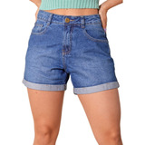 Short Jeans Feminino Mom Cintura Alta