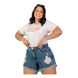 Short Jeans Feminino Plus Size Barra