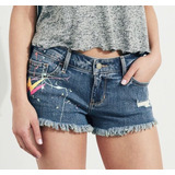 Short Jeans Hollister Feminino Estampado Original Importado 