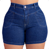 Short Jeans Plus Size Cintura Alta Levanta Bumbum Com Lycra