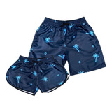 Short Kit Casal Moda Praia Masculino Feminino Estampado