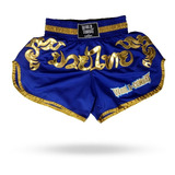 Short Muay Thai World Combat Thailand Style - Azul E Dourado