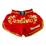 Short Muay Thai World Combat Thailand Style - Red E Gold