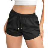 Short Tactel Feminino Liso 2 Bolsos