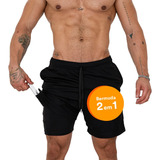 Shorts 2 Em 1 Dry / Bermuda Dupla Forro Compressão