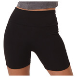 Shorts Academia Bermuda Curta Feminina Suplex Cós Alto