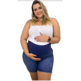 Shorts Bermuda Jeans Gestante Grávida Plus Size