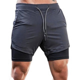 Shorts De Academia Com Bolso Celular Corrida 2 Em 1