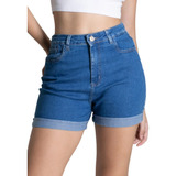 Shorts Feminino Sawary Jeans Cintura Alta Com Lycra 276086