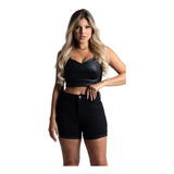 Shorts Feminino Sawary Jeans Diversas Cores Preto Lançamento