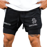 Shorts Fitness Masculino 2 Em 1 Corrida Academia - Dry Fit