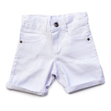 Shorts Infantil Menino Bebê Bermuda Sarja Branca Premium