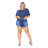 Shorts Jeans Curto Feminino Plus Size Tamanhos Grandes