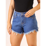Shorts Jeans Feminino Cintura Alta Bermuda