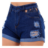 Shorts Jeans Feminino Cintura Alta Levanta