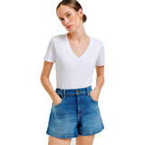 Shorts Jeans Hering Feminino Curto Modelagem Reta Básico