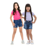 Shorts Jeans Infantil Cintura Alta Colorido