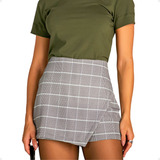 Shorts Saia Tecido Alfaiataria Cintura Alta Moda Blogueira 
