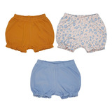 Shorts Tapa Fralda Em Suedine Kit 3 Peças Frufru Bebê Menina