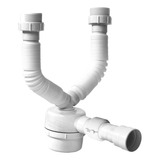 Sifão Sanfonado Copo Duplo Porca Pvc Fere Branco Universal