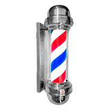 Símbolo De Barbearia Barber Pole Gira E Acende 55cm Cor Branco Bivolt