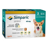 Simparic 40 Mg. Antipulgas 10 A 20kg Cx 3 Comprim + Brinde