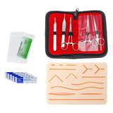 Simulador Avançado Kit Sutura Treino Pele Silicone + Estojo-