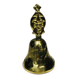 Sino De Mão Mesa 10 Cm Bronze Decoração Papai Noel Natal