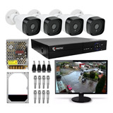 Sistema Vigilância Completo Dvr + Monitor + Hd + 4 Cameras