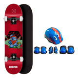 Skate Amador Até 70kgs Capacete Kit Proteção Pronto P/ Andar