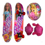 Skate Infantil Barbie C/ Kit De Segurança 
