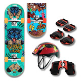 Skate Infantil Com Kit Proteção Completo