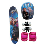 Skate Infantil Frozen Até 60 Kg C/ Kit De Proteção