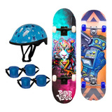 Skate Infantil Juvenil Com Kit Proteção Menina Menino Style