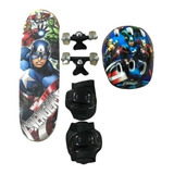 Skate Infantil Vingadores + Capacete + Joelheira - Full