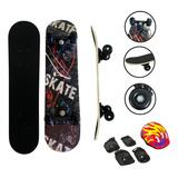 Skate Iniciante C/ Kit De Proteção Completo 24 Polegadas