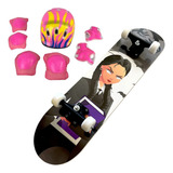 Skate Montade Profissional Com Kit Proteção Radical Menina