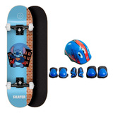 Skate Montado Amador Até 70kgs + Capacete E Kit Proteção