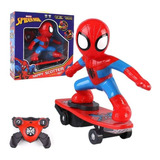 Skatista Elétrico Spider-man Controle Remoto Luz Som Skate