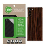 Skin Estampa Madeira Para Samsung S21 Plus Verso Laterais