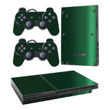 Skin Ps2 Slim R1 Compatível Playstation 2 Metalico Verde